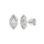 LADIES SOLITAIRE EARRINGS 3CT MARQUISE DIAMOND 14K WHITE GOLD - Image 3