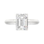 LADIES SOLITAIRE RING 3CT EMERALD DIAMOND 14K WHITE GOLD (CENTER STONE EMERALD DIAMOND 3CT ) - Image 5