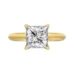 LADIES SOLITAIRE RING 3CT PRINCESS DIAMOND 14K YELLOW GOLD - Image 5