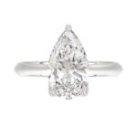 LADIES SOLITAIRE RING 4CT PEAR DIAMOND 14K WHITE GOLD - Image 5