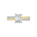 14K WHITE/YELLOW GOLD 2 1/4CT ROUND/EMERALD CUT DIAMOND LADIES RING (CENTER STONE EMERALD CUT DIAMOND 2CT) - Image 2