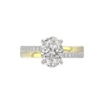14K WHITE/YELLOW GOLD 2 1/4CT ROUND/OVAL DIAMOIND LADIES RING (CENTER STONE OVAL DIAMOND 2CT) - Image 5
