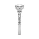 14K WHITE GOLD 2 1/2CT ROUND/CUSHION/BAGUETTE DIAMOND LADIES RING (CENTER STONE CUSHION DIAMOND 2CT) - Image 3