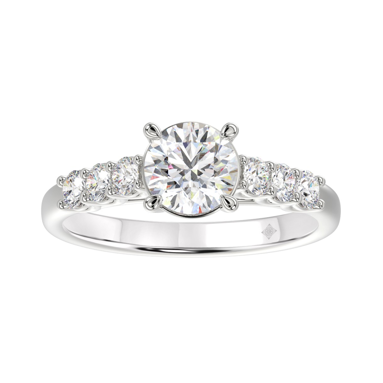 LADIES RING 1 1/2CT ROUND DIAMOND 14K WHITE GOLD (CENTER STONE ROUND DIAMOND 1CT) 1 LADIES RING 1 1/2CT ROUND DIAMOND 14K WHITE GOLD (CENTER STONE ROUND DIAMOND 1CT) - Image 1
