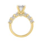 LADIES RING 4 1/2CT ROUND/EMERALD DIAMOND 14K YELLOW GOLD (CENTER STONE EMERALD DIAMOND 3.00CT) - Image 3