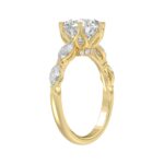Luxury 14K Yellow Gold Bridal Ring for Ladies 3 3/4CT Round & Marquise Cut Diamonds 3.00CT Round Center stone (Color F-G -Clarity VS1/VS2) - Image 3