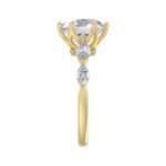 Luxury 14K Yellow Gold Bridal Ring for Ladies 3 3/4CT Round & Marquise Cut Diamonds 3.00CT Round Center stone (Color F-G -Clarity VS1/VS2) - Image 4