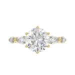Luxury 14K Yellow Gold Bridal Ring for Ladies 3 3/4CT Round & Marquise Cut Diamonds 3.00CT Round Center stone (Color F-G -Clarity VS1/VS2) - Image 5