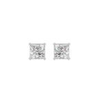 LADIES SOLITAIRE EARRINGS 1CT PRINCESS DIAMOND 14K WHITE GOLD