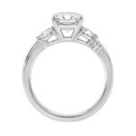 14K White Gold Ladies Lab-Grown Brown Diamond Ladies Engagement Ring 3 1/2Ct Radiant, Round & Marquise With Side Marquise Accents 3Ct Radiant Cent - Image 2
