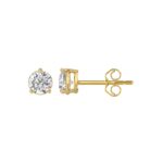 14K YELLOW GOLD 1CT ROUND DIAMOND LADIES SOLITAIRE EARRINGS - Image 2