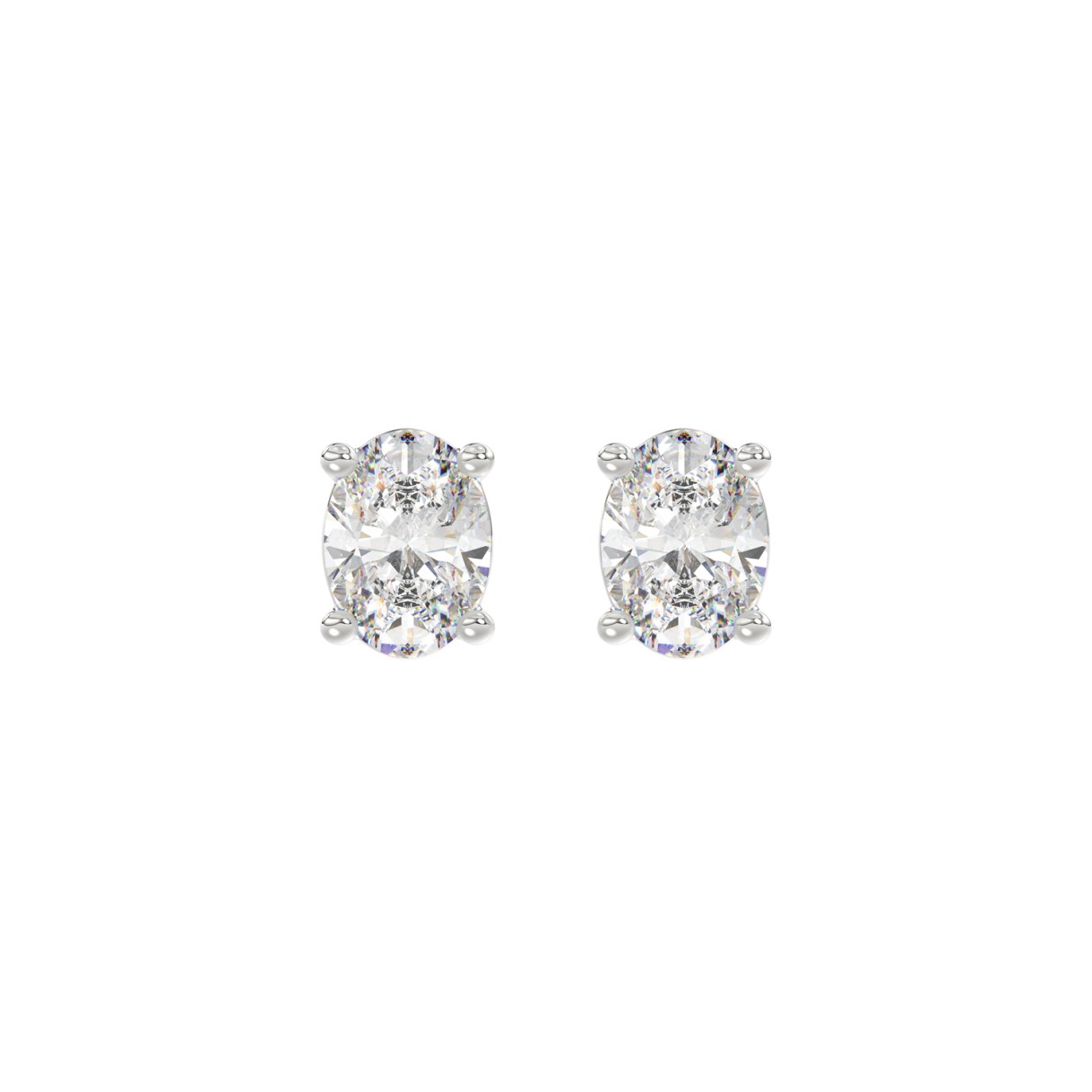 LADIES SOLITAIRE EARRINGS 1 1/2CT OVAL DIAMOND 14K WHITE GOLD 1 LADIES SOLITAIRE EARRINGS 1 1/2CT OVAL DIAMOND 14K WHITE GOLD - Image 1