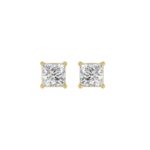 LADIES SOLITAIRE EARRINGS 1 1/2CT PRINCESS DIAMOND 14K YELLOW GOLD (CENTER STONE PRINCESS DIAMOND 3/4CT)