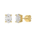 LADIES SOLITAIRE EARRINGS 3CT OVAL DIAMOND 14K YELLOW GOLD (CENTER STONE OVAL DIAMOND 1 1/2CT ) - Image 3