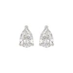 LADIES SOLITAIRE EARRINGS 3CT PEAR DIAMOND 14K WHITE GOLD