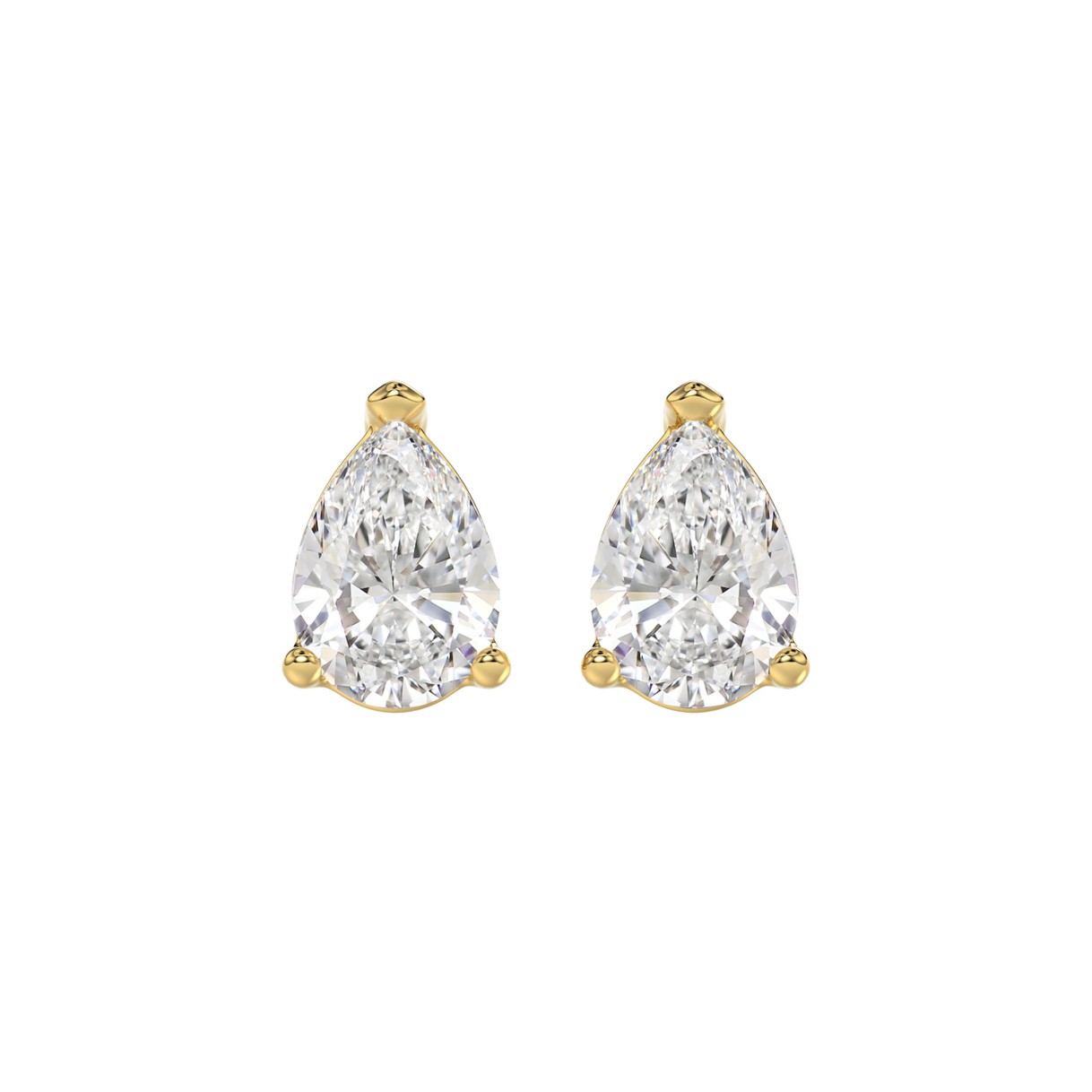 LADIES SOLITAIRE EARRINGS 3CT PEAR DIAMOND 14K YELLOW GOLD 1 LADIES SOLITAIRE EARRINGS 3CT PEAR DIAMOND 14K YELLOW GOLD - Image 1