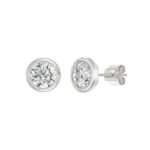 LADIES SOLITAIRE EARRINGS 3CT ROUND DIAMOND 14K WHITE GOLD - Image 3