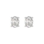 LADIES SOLITAIRE EARRINGS 4.00CT OVAL DIAMOND 14K WHITE GOLD (CENTER STONE OVAL DIAMOND 2.00CT)
