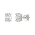 LADIES SOLITAIRE EARRINGS 4.00CT OVAL DIAMOND 14K WHITE GOLD (CENTER STONE OVAL DIAMOND 2.00CT) - Image 3