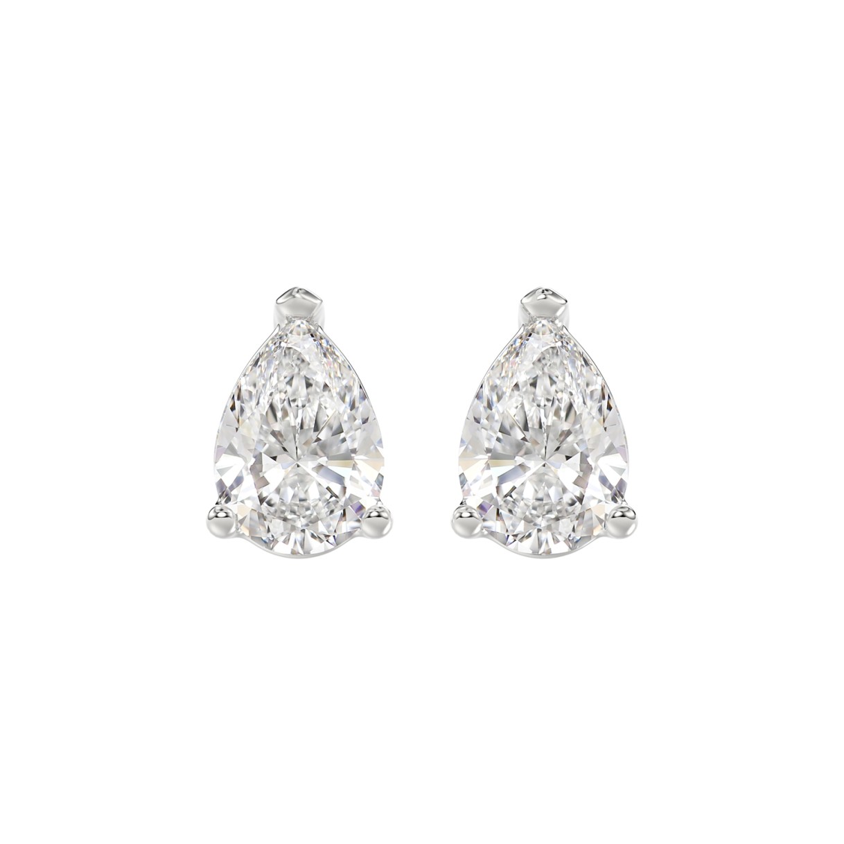 LADIES SOLITAIRE EARRINGS 4.00CT PEAR DIAMOND 14K WHITE GOLD 1 LADIES SOLITAIRE EARRINGS 4.00CT PEAR DIAMOND 14K WHITE GOLD - Image 1