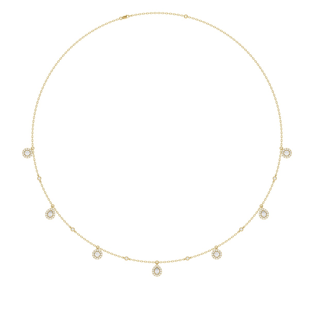 14K YELLOW GOLD 1.00CT ROUND/PEAR DIAMOND LADIES NECKLACE 1 14K YELLOW GOLD 1.00CT ROUND/PEAR DIAMOND LADIES NECKLACE - Image 1