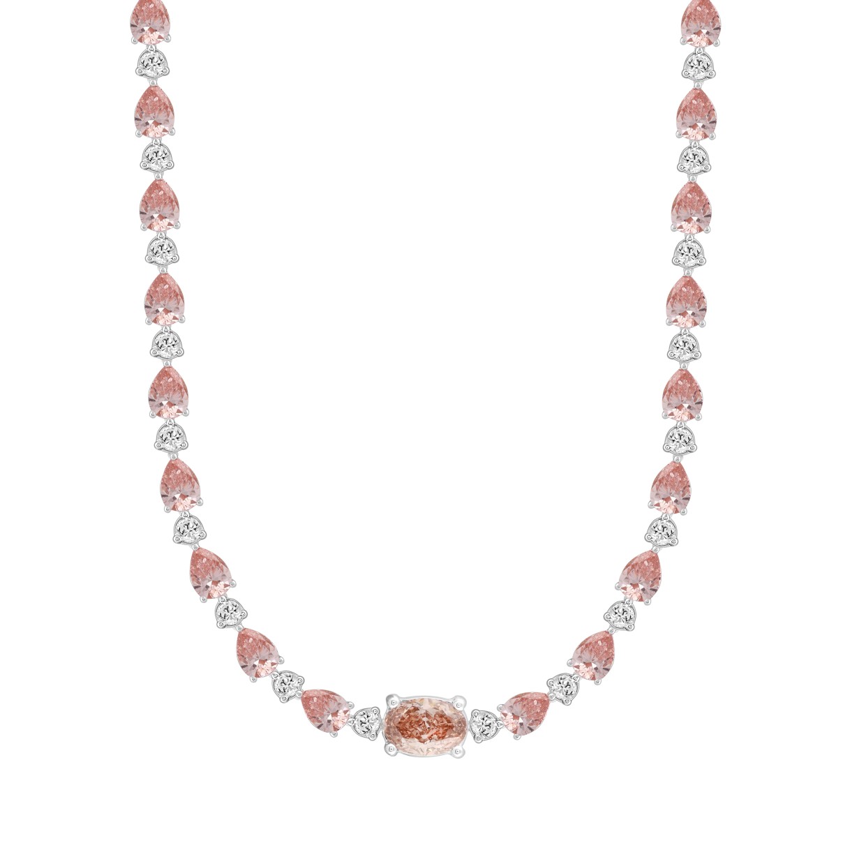 LADIES NECKLACE 15CT ROUND/PEAR/OVAL DIAMOND 14K WHITE/ROSE GOLD 1 LADIES NECKLACE 15CT ROUND/PEAR/OVAL DIAMOND 14K WHITE/ROSE GOLD - Image 1