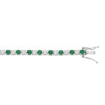 14K WHITE GOLD 5 3/8CT ROUND/EMERALD ROUND DIAMOND LADIES BRACELET (ROUND EMERALD 3CT) - Image 2