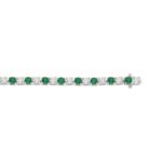 14K WHITE GOLD 5 3/8CT ROUND/EMERALD ROUND DIAMOND LADIES BRACELET (ROUND EMERALD 3CT) - Image 3