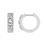LADIES HOOP EARRINGS 1 1/2CT ROUND DIAMOND 14K WHITE GOLD - Image 2