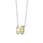14K WHITE GOLD 1.00CT YELLOW CUSHION DIAMOND LADIES PENDANT - Image 3