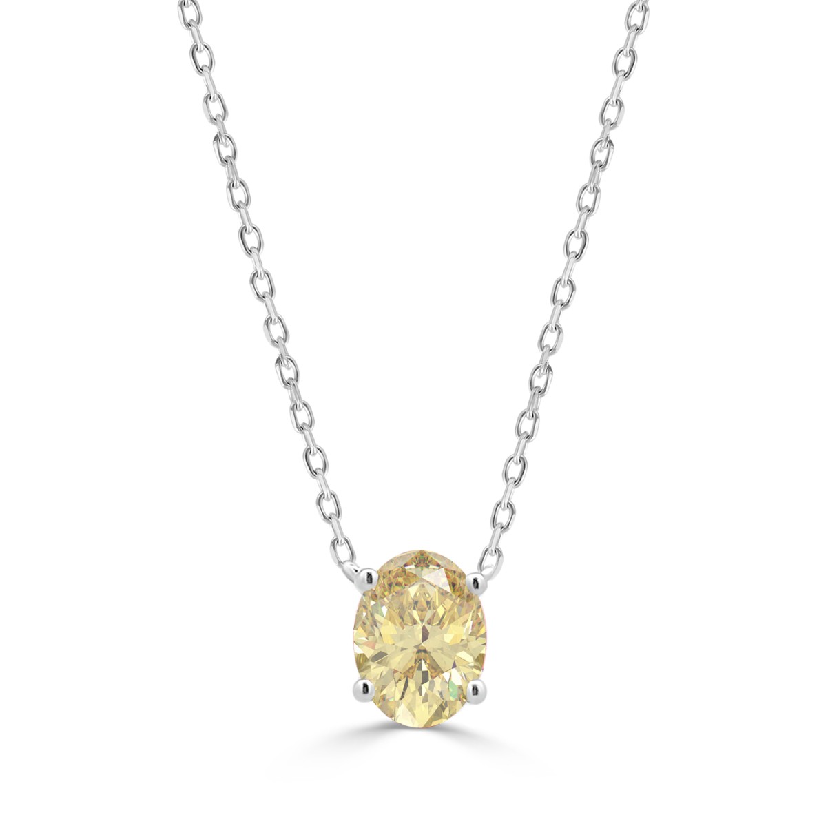 14K WHITE GOLD 1.00CT YELLOW OVAL DIAMOND LADIES PENDANT 1 14K WHITE GOLD 1.00CT YELLOW OVAL DIAMOND LADIES PENDANT - Image 1