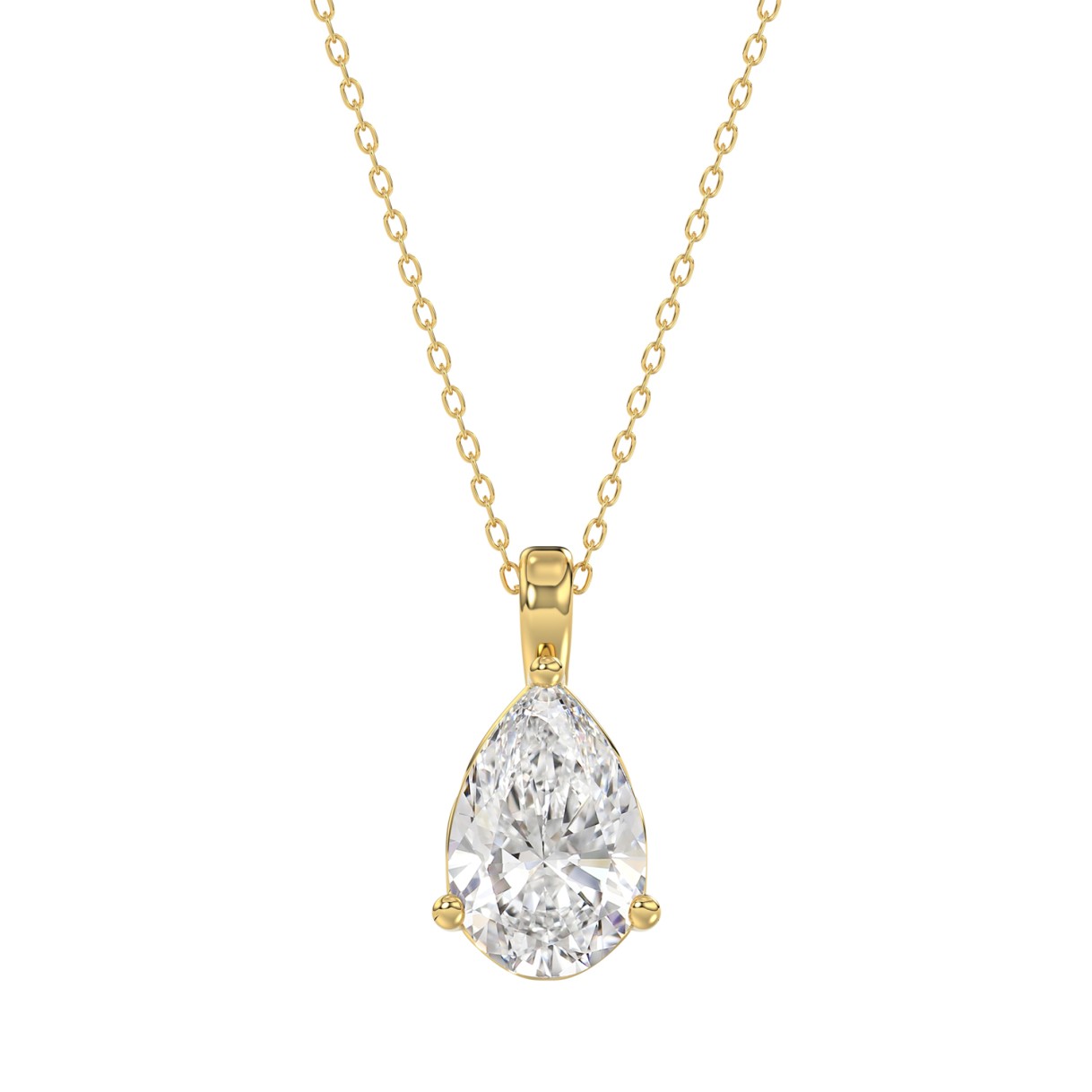 LADIES SOLITAIRE PENDANT 2 1/2CT PEAR DIAMOND 14K YELLOW GOLD 1 LADIES SOLITAIRE PENDANT 2 1/2CT PEAR DIAMOND 14K YELLOW GOLD - Image 1