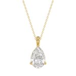 LADIES SOLITAIRE PENDANT 3CT PEAR DIAMOND 14K YELLOW GOLD