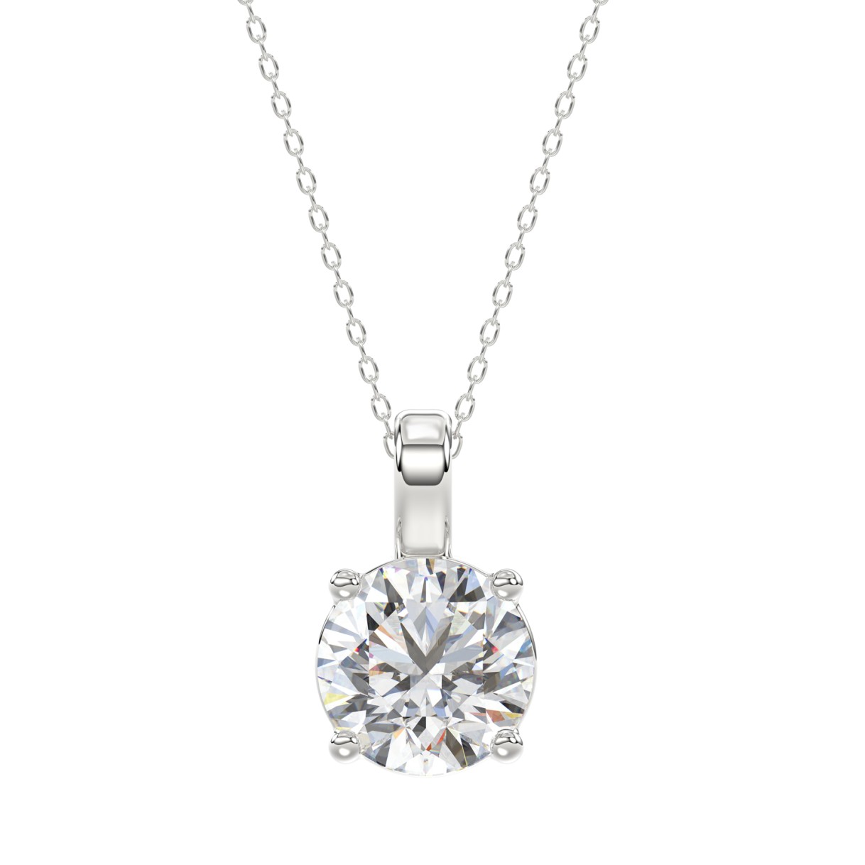 LADIES SOLITAIRE PENDANT 3CT ROUND DIAMOND 14K WHITE GOLD WITH CHAIN 1 LADIES SOLITAIRE PENDANT 3CT ROUND DIAMOND 14K WHITE GOLD WITH CHAIN - Image 1