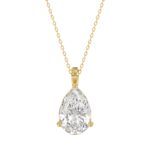 LADIES SOLITAIRE PENDANT 4CT PEAR DIAMOND 14K YELLOW GOLD