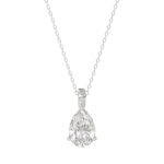LADIES SOLITAIRE PENDANT WITH CHAIN 1 1/2CT PEAR DIAMOND 14K WHITE GOLD