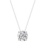 LADIES SOLITAIRE PENDANT WITH UNDER-PASS CHAIN 1 1/2CT ROUND DIAMOND 14K WHITE GOLD