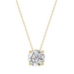 LADIES SOLITAIRE PENDANT WITH UNDER-PASS CHAIN 1 1/2CT ROUND DIAMOND 14K YELLOW GOLD