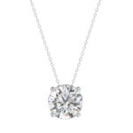 LADIES SOLITAIRE PENDANT WITH UNDER-PASS CHAIN 2 1/2CT ROUND DIAMOND 14K WHITE GOLD