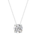 LADIES SOLITAIRE PENDANT WITH UNDER-PASS CHAIN 2.00CT ROUND DIAMOND 14K WHITE GOLD