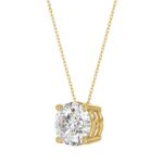 LADIES SOLITAIRE PENDANT WITH UNDER-PASS CHAIN 3CT ROUND DIAMOND 14K YELLOW GOLD - Image 3