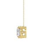 LADIES SOLITAIRE PENDANT WITH UNDER-PASS CHAIN 4CT ROUND DIAMOND 14K YELLOW GOLD - Image 2