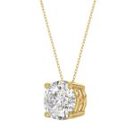 LADIES SOLITAIRE PENDANT WITH UNDER-PASS CHAIN 4CT ROUND DIAMOND 14K YELLOW GOLD - Image 3
