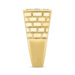 MENS RING 1 1/2CT ROUND DIAMOND 14K YELLOW GOLD - Image 2