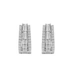 14K WHITE GOLD 1.00CT ROUND/BAGUETTE DIAMOND LADIES EARRINGS