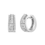 14K WHITE GOLD 1.00CT ROUND/BAGUETTE DIAMOND LADIES EARRINGS - Image 3