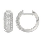 14K WHITE GOLD 1.00CT ROUND/PRINCESS/BAGUETTE DIAMOND LADIES EARRINGS - Image 2