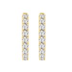 LADIES HOOP EARRINGS 11CT ROUND DIAMOND 14K YELLOW GOLD
