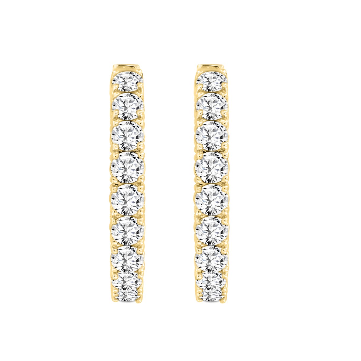 LADIES HOOP EARRINGS 11CT ROUND DIAMOND 14K YELLOW GOLD 1 LADIES HOOP EARRINGS 11CT ROUND DIAMOND 14K YELLOW GOLD - Image 1