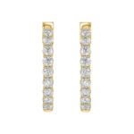 LADIES HOOP EARRINGS 3CT ROUND DIAMOND 14K YELLOW GOLD - Image 3